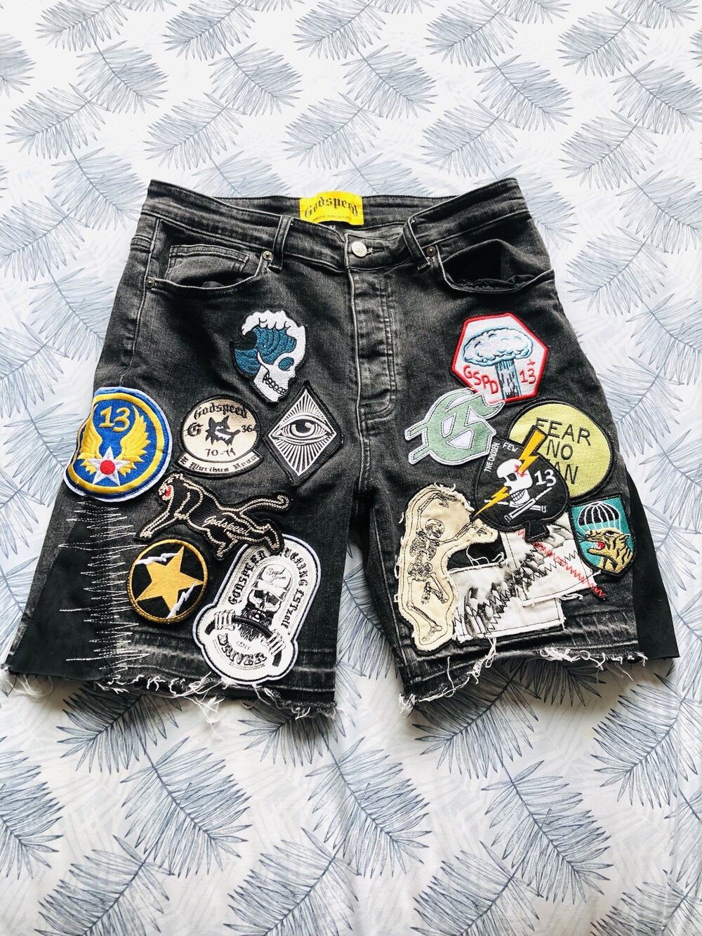Godspeed Patchwork Denim Shorts Blue V2 Men’s Streetwear Size 32 Authentic